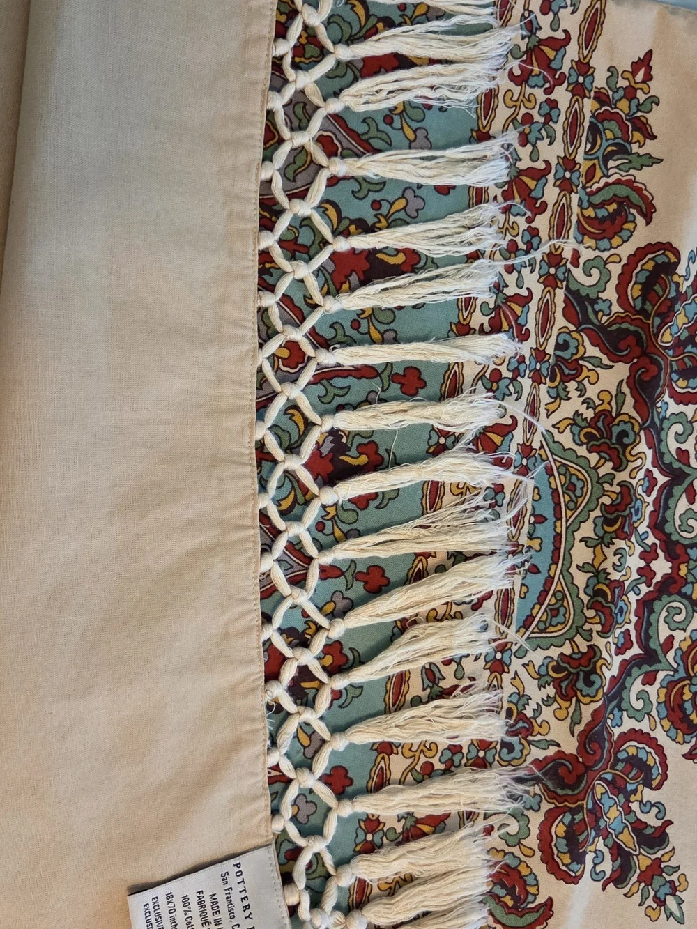 Pottery Barn Paisley Medallion Sheet Set - Teal, Coral & Cream